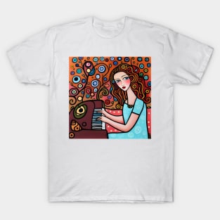 Young woman playing a Piano T-Shirt